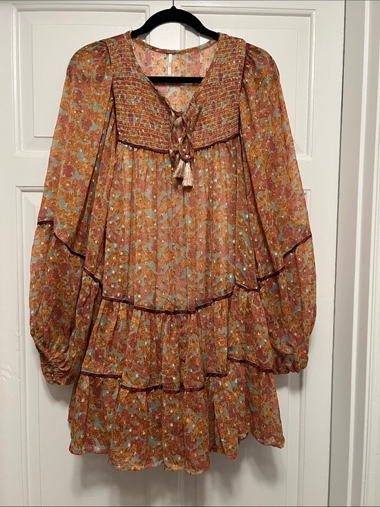 Free People Dresses & Skirts - Free People Boho Floral Tiered Peasant Dress in Rust